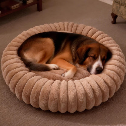 Donut Small Dog Bed Round Calming Kitten & Puppy Bed,20in White