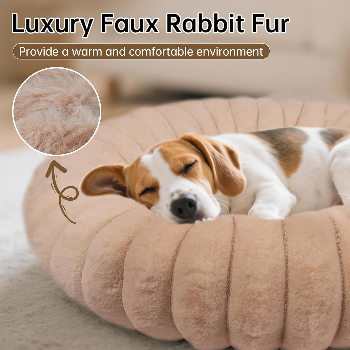 Donut Small Dog Bed Round Calming Kitten & Puppy Bed,20in White