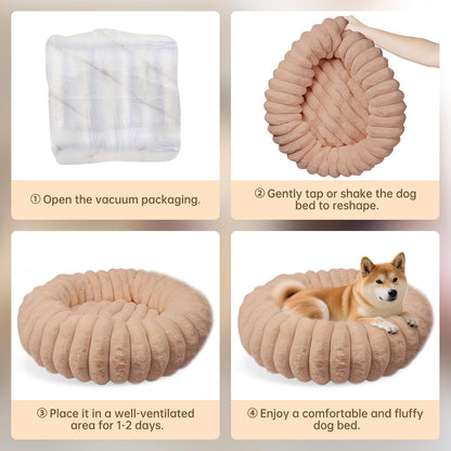 Donut Small Dog Bed Round Calming Kitten & Puppy Bed,20in White