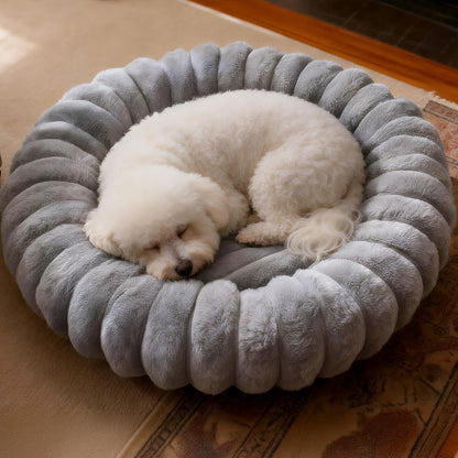 Donut Small Dog Bed Round Calming Kitten & Puppy Bed,20in White