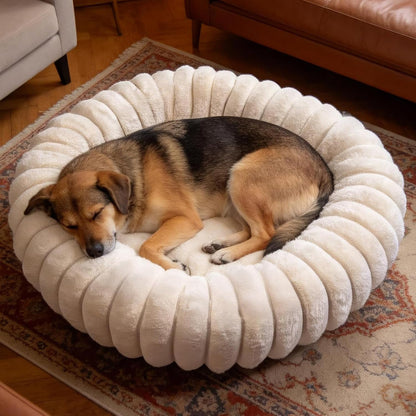 Donut Small Dog Bed Round Calming Kitten & Puppy Bed,20in White