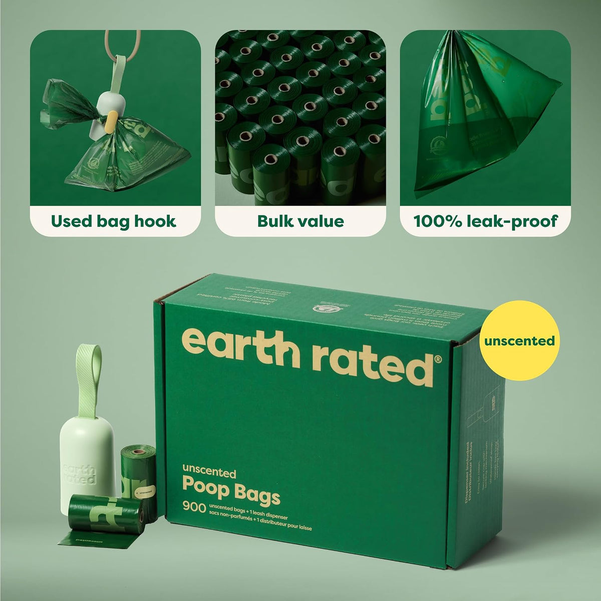 Dog Poop Bag Holder & Leash Dispenser, 15 Bags, Unscented