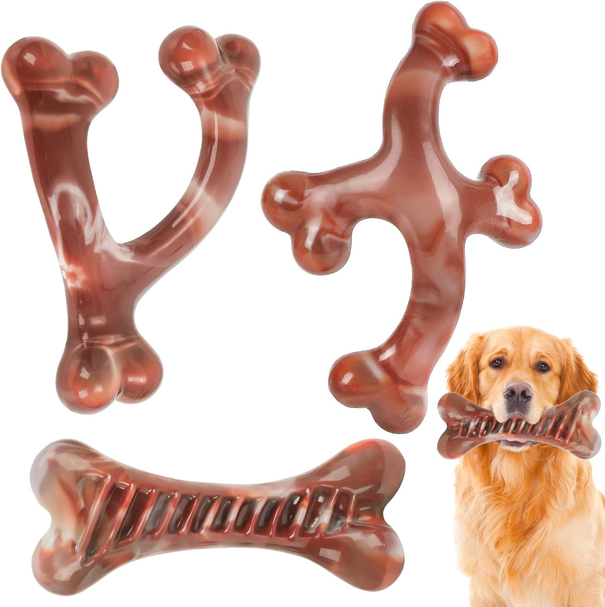 Nougat Dog chew Toys.3Pack Dog Toys for Aggressive Chewers for Large, Medium & Small Breeds