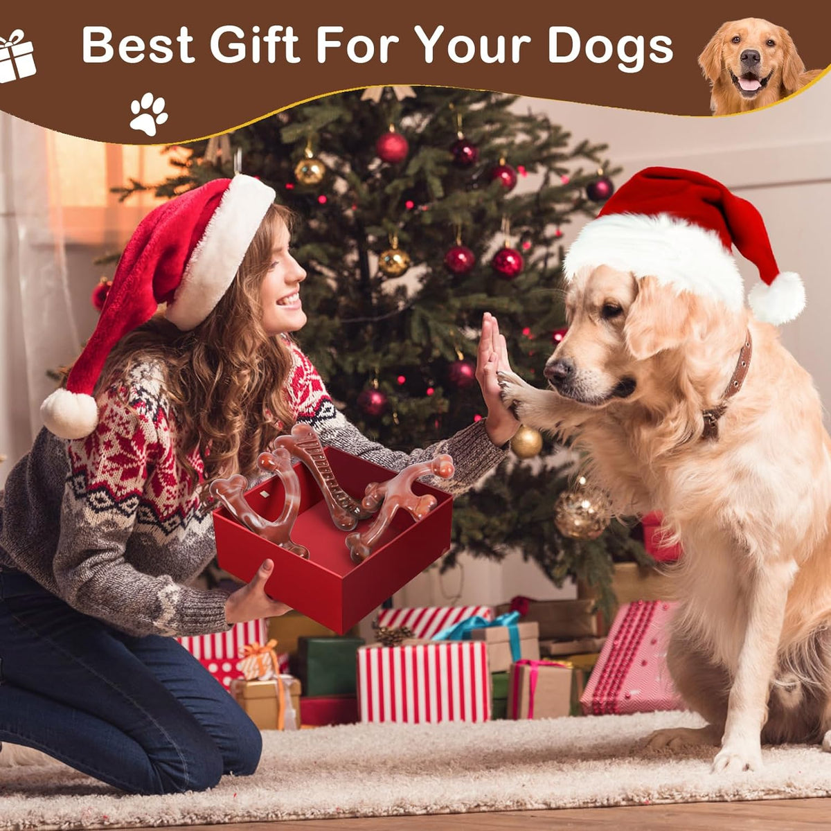 Nougat Dog chew Toys.3Pack Dog Toys for Aggressive Chewers for Large, Medium & Small Breeds