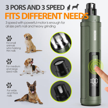 Dog Nail Grinder with 4 LED Lights, 3 Speeds Super Quiet for Pets