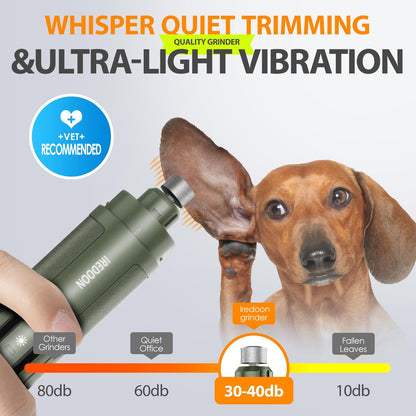 Dog Nail Grinder with 4 LED Lights, 3 Speeds Super Quiet for Pets