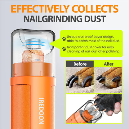 Dog Nail Grinder with 4 LED Lights, 3 Speeds Super Quiet for Pets