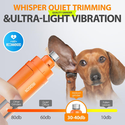Dog Nail Grinder with 4 LED Lights, 3 Speeds Super Quiet for Pets