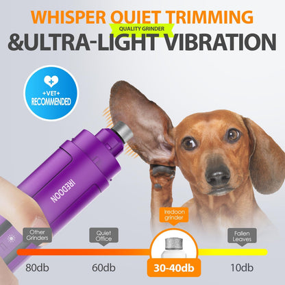 Dog Nail Grinder with 4 LED Lights, 3 Speeds Super Quiet for Pets