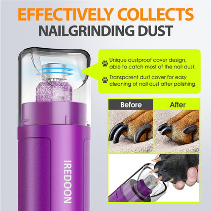 Dog Nail Grinder with 4 LED Lights, 3 Speeds Super Quiet for Pets