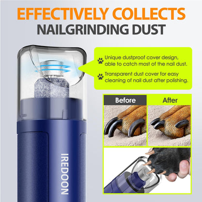 Dog Nail Grinder with 4 LED Lights, 3 Speeds Super Quiet for Pets