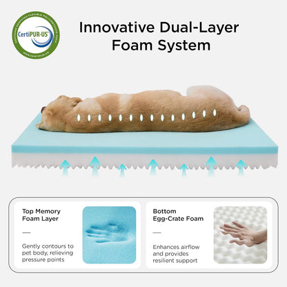 Memory Foam Dog Beds Large Sized Dog, Orthopedic Crate Pads, 35x22