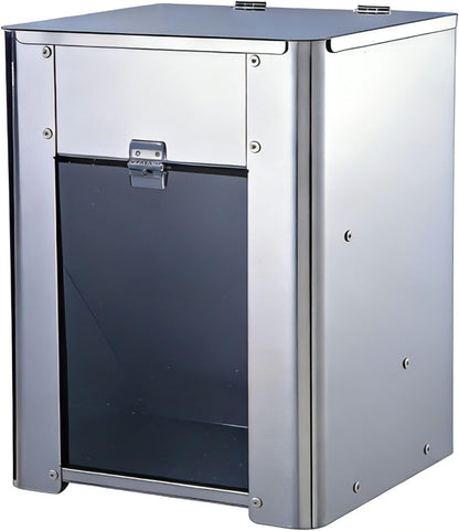 6.8L(15 lbs) Gravity Dog Feeder – Stainless Steel Automatic Pet Food Dispenser, No Power Outdoor Dog Feeder, for cat and Small Dog, Wall Mount or Floor Pet Feeding Station,Weather-Resistant