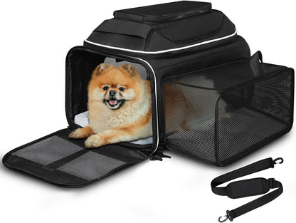 Top and Side Expandable Small Pet Carrier Airline Approved, Blue