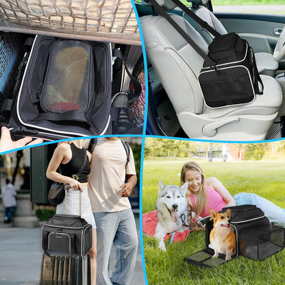 Top and Side Expandable Small Pet Carrier Airline Approved, Blue