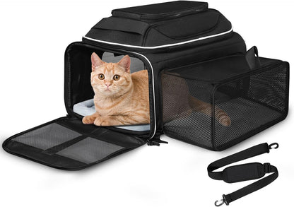 Top and Side Expandable Small Pet Carrier Airline Approved, Blue
