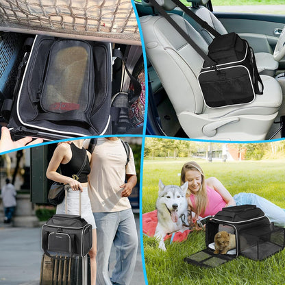 Top and Side Expandable Small Pet Carrier Airline Approved, Blue