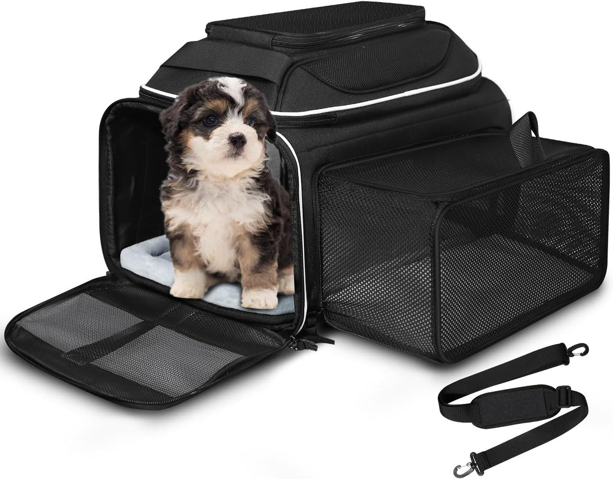 Top and Side Expandable Small Pet Carrier Airline Approved, Blue