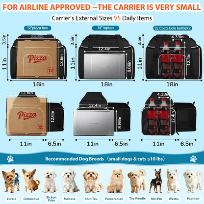 Top and Side Expandable Small Pet Carrier Airline Approved, Blue