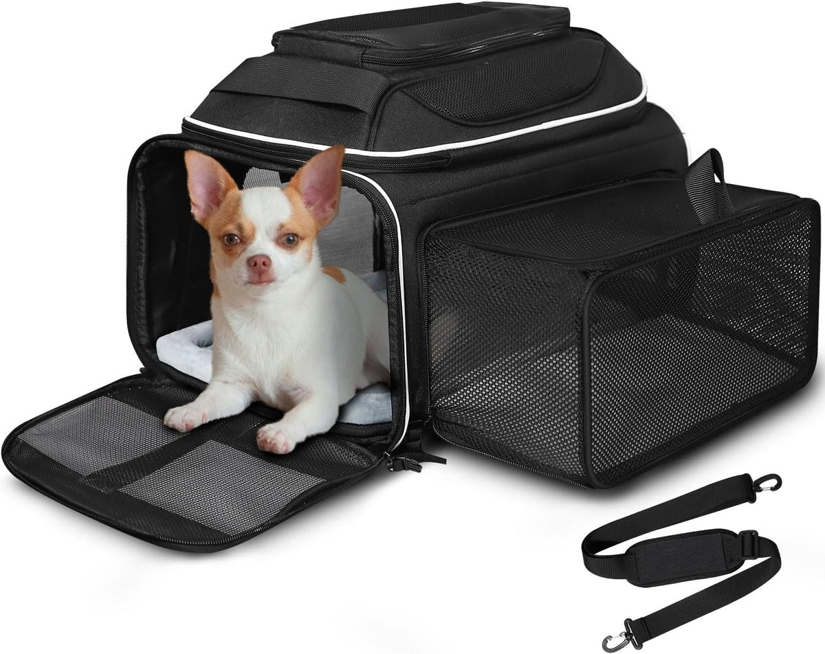 Top and Side Expandable Small Pet Carrier Airline Approved, Blue
