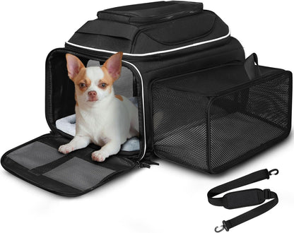Top and Side Expandable Small Pet Carrier Airline Approved, Blue