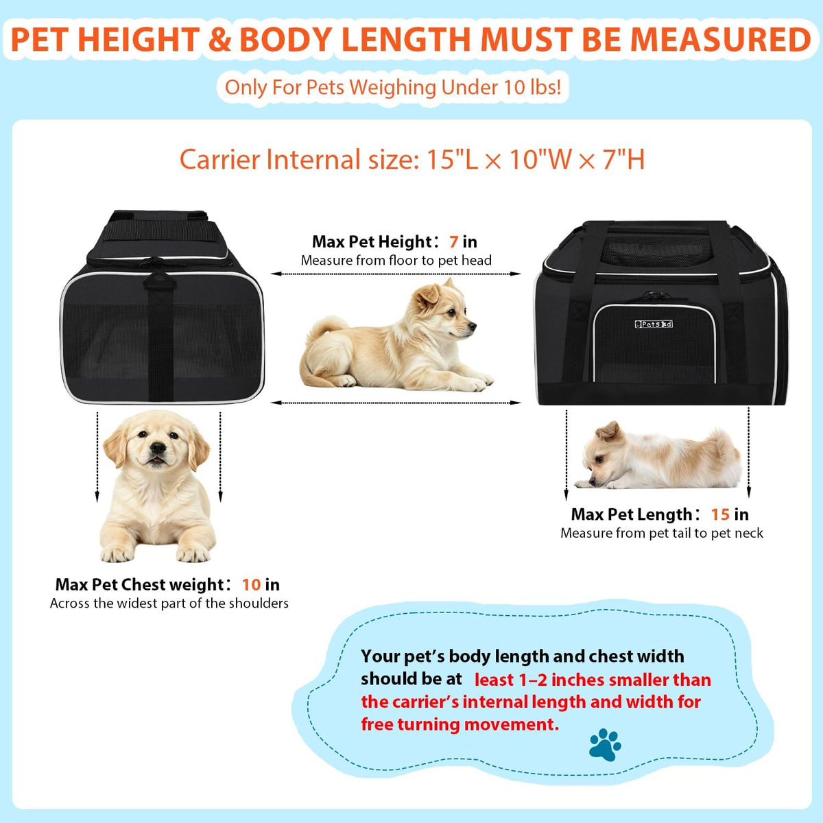 Top and Side Expandable Small Pet Carrier Airline Approved, Blue