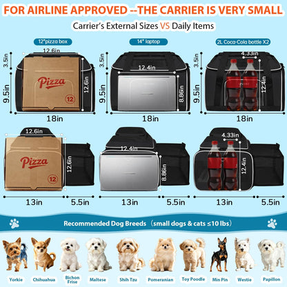 Top and Side Expandable Small Pet Carrier Airline Approved, Blue