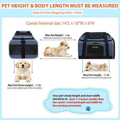 Top and Side Expandable Small Pet Carrier Airline Approved, Blue