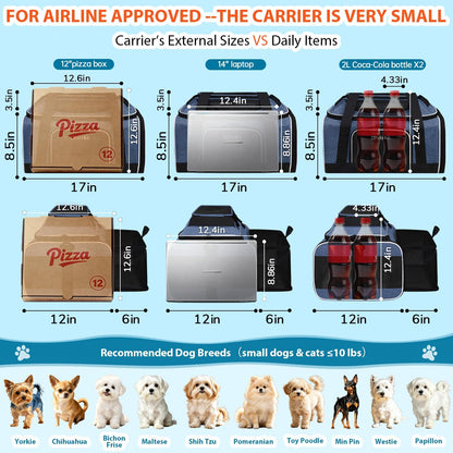 Top and Side Expandable Small Pet Carrier Airline Approved, Blue