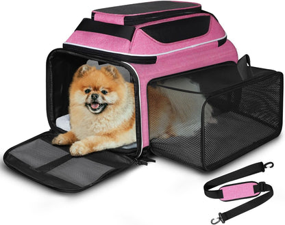 Top and Side Expandable Small Pet Carrier Airline Approved, Blue