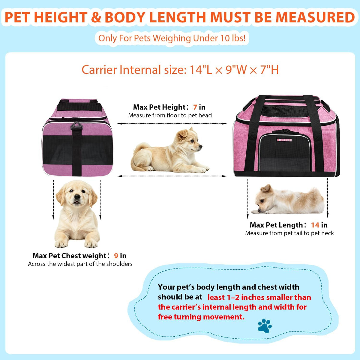 Top and Side Expandable Small Pet Carrier Airline Approved, Blue