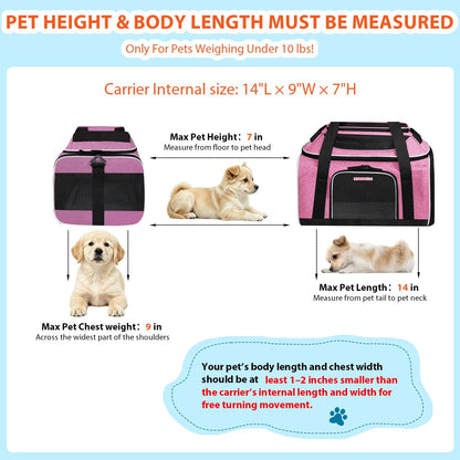 Top and Side Expandable Small Pet Carrier Airline Approved, Blue