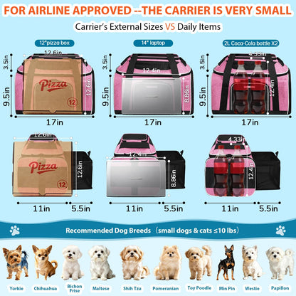 Top and Side Expandable Small Pet Carrier Airline Approved, Blue