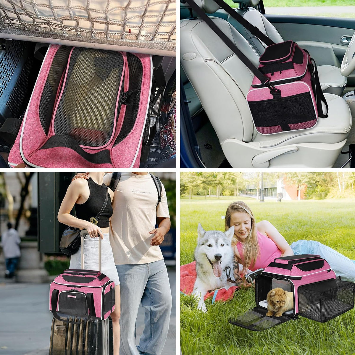 Top and Side Expandable Small Pet Carrier Airline Approved, Blue