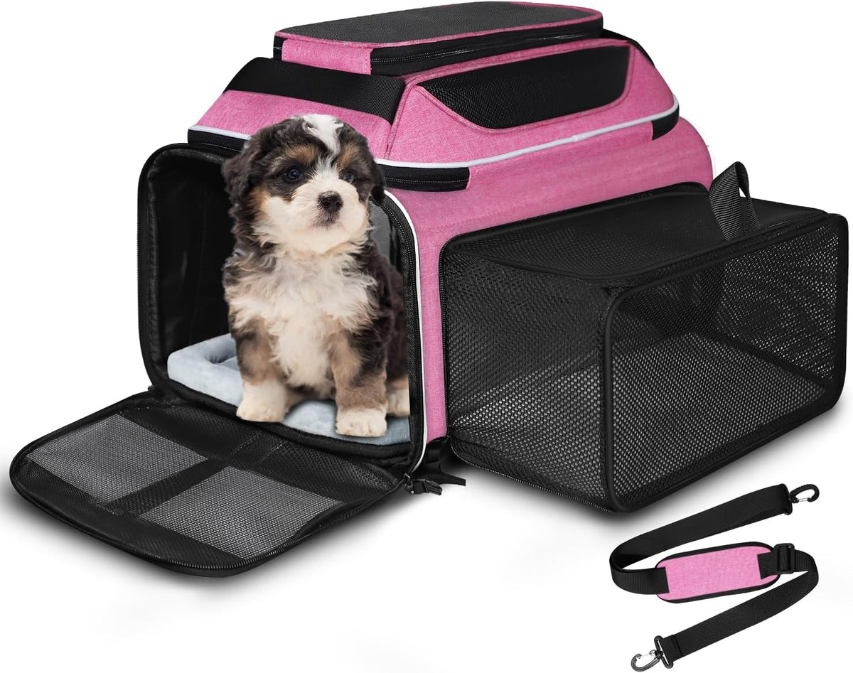 Top and Side Expandable Small Pet Carrier Airline Approved, Blue