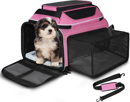 Top and Side Expandable Small Pet Carrier Airline Approved, Blue