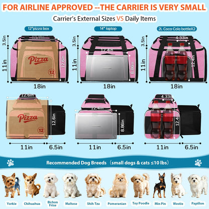 Top and Side Expandable Small Pet Carrier Airline Approved, Blue