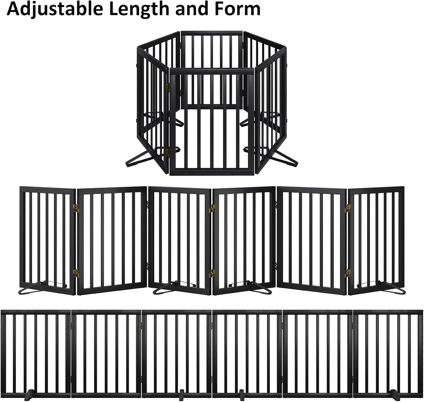 Dog Gates for Doorways Stairs, Foldable Freestanding Pet Gate, Dog Fences Indoor, Bamboo Dog Gates (Natural, 18-55" Wide)