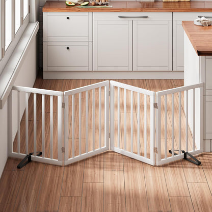 Dog Gates for Doorways Stairs, Foldable Freestanding Pet Gate, Dog Fences Indoor, Bamboo Dog Gates (Natural, 18-55" Wide)