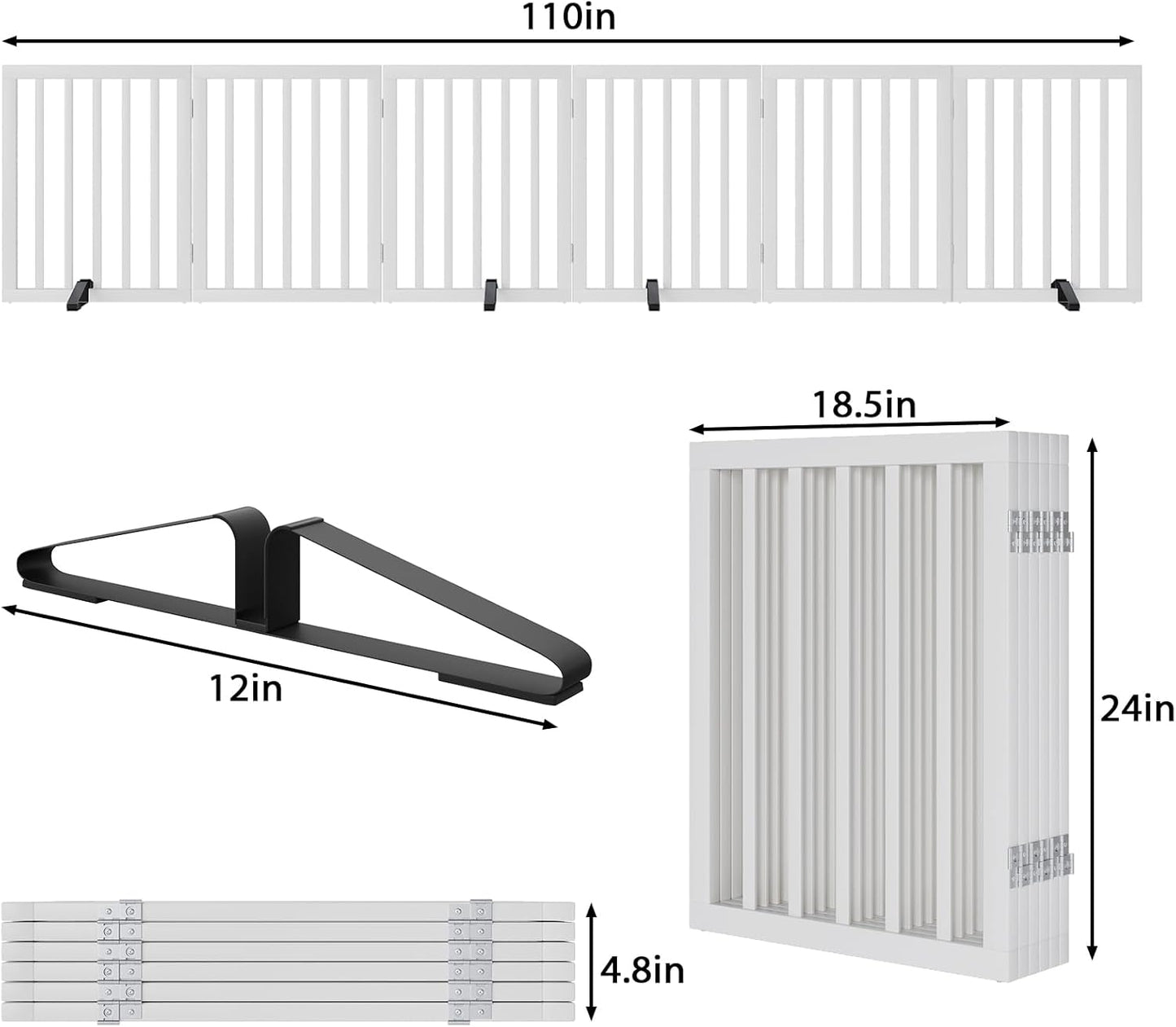 Dog Gates for Doorways Stairs, Foldable Freestanding Pet Gate, Dog Fences Indoor, Bamboo Dog Gates (Natural, 18-55" Wide)