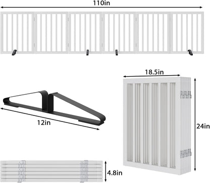 Dog Gates for Doorways Stairs, Foldable Freestanding Pet Gate, Dog Fences Indoor, Bamboo Dog Gates (Natural, 18-55" Wide)