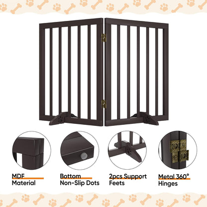 Dog Gates for Doorways Stairs, Foldable Freestanding Pet Gate, Dog Fences Indoor, Bamboo Dog Gates (Natural, 18-55" Wide)