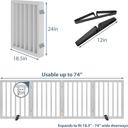 Dog Gates for Doorways Stairs, Foldable Freestanding Pet Gate, Dog Fences Indoor, Bamboo Dog Gates (Natural, 18-55" Wide)