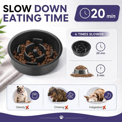 XIAZ Elevated Dog Bowls Large Breed Raised Dogs Bowl Stand Large/Medium Sized Dog Slow Feeder Dogs Bowls Food Water Stands 5 Heights Adjustable 9/11/12/14in Pet Feeder Dish Station