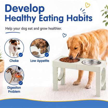 XIAZ Elevated Dog Bowls Large Breed Raised Dogs Bowl Stand Large/Medium Sized Dog Slow Feeder Dogs Bowls Food Water Stands 5 Heights Adjustable 9/11/12/14in Pet Feeder Dish Station