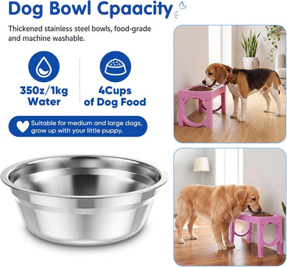 XIAZ Elevated Dog Bowls Large Breed Raised Dogs Bowl Stand Large/Medium Sized Dog Slow Feeder Dogs Bowls Food Water Stands 5 Heights Adjustable 9/11/12/14in Pet Feeder Dish Station