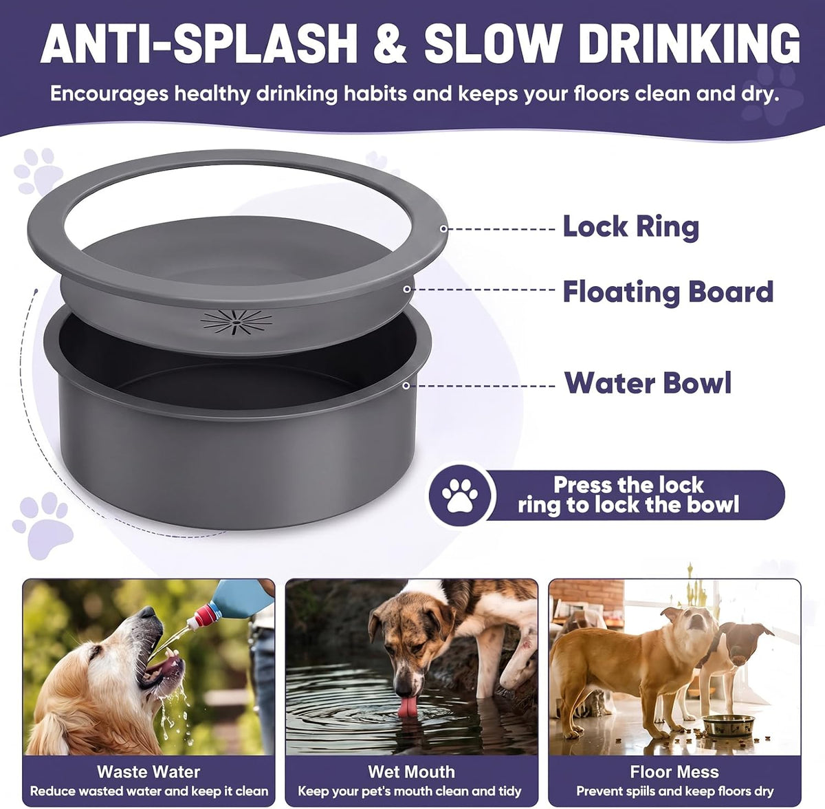 XIAZ Elevated Dog Bowls Large Breed Raised Dogs Bowl Stand Large/Medium Sized Dog Slow Feeder Dogs Bowls Food Water Stands 5 Heights Adjustable 9/11/12/14in Pet Feeder Dish Station