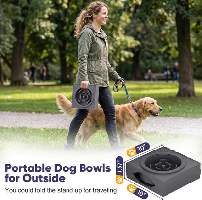 XIAZ Elevated Dog Bowls Large Breed Raised Dogs Bowl Stand Large/Medium Sized Dog Slow Feeder Dogs Bowls Food Water Stands 5 Heights Adjustable 9/11/12/14in Pet Feeder Dish Station