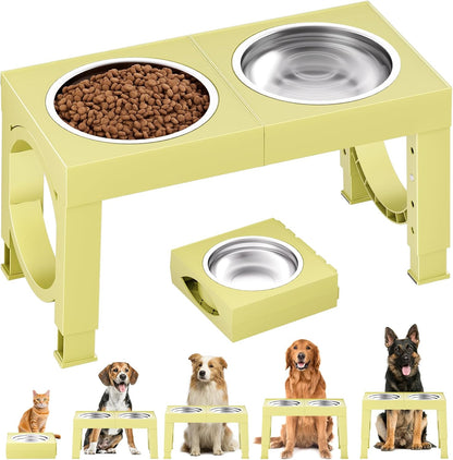 XIAZ Elevated Dog Bowls Large Breed Raised Dogs Bowl Stand Large/Medium Sized Dog Slow Feeder Dogs Bowls Food Water Stands 5 Heights Adjustable 9/11/12/14in Pet Feeder Dish Station