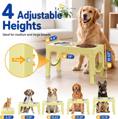 XIAZ Elevated Dog Bowls Large Breed Raised Dogs Bowl Stand Large/Medium Sized Dog Slow Feeder Dogs Bowls Food Water Stands 5 Heights Adjustable 9/11/12/14in Pet Feeder Dish Station